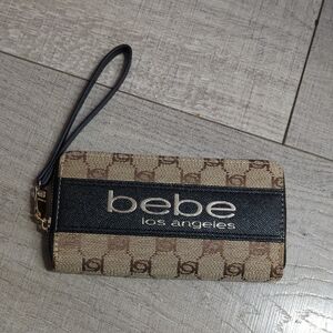 Brand New Bebe Beige and Black Wristlet